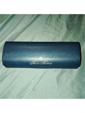 Brooks Brothers Blue Textured Hard Shell Glasses Case Gold Detailing EMPTY